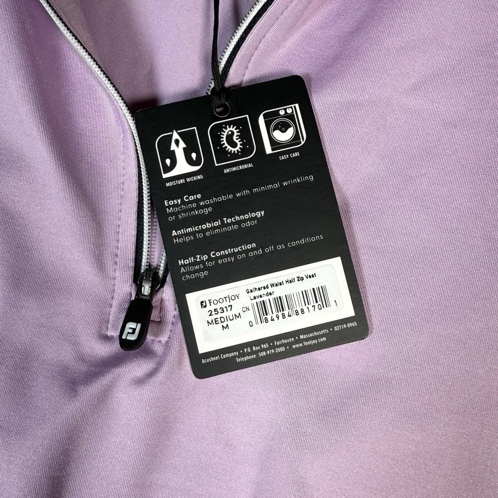 NWT FootJoy Men's M Gathered Waist Vest Half Zip‎ Jersey Performance Lavender